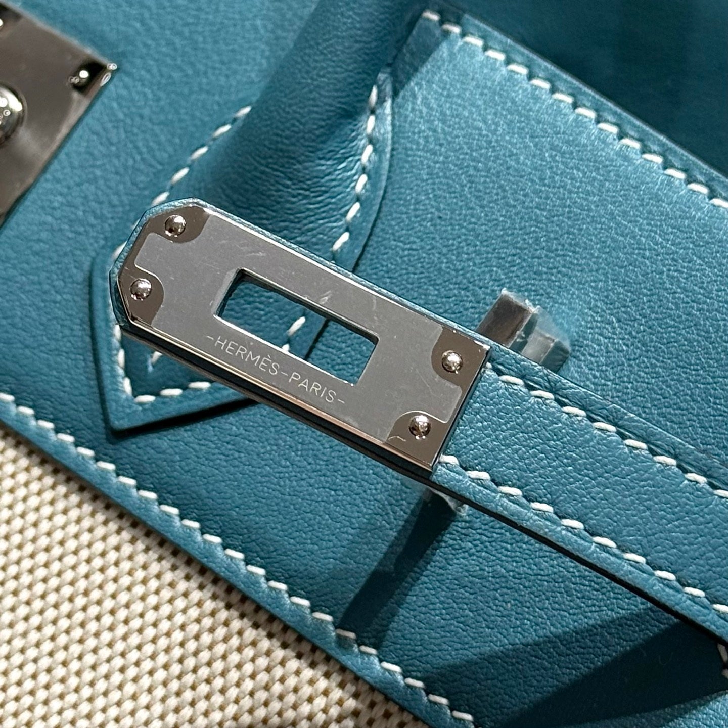 Hermès Birkin Bag 25cm Blue Swift Leather Canvas Silver Hardware