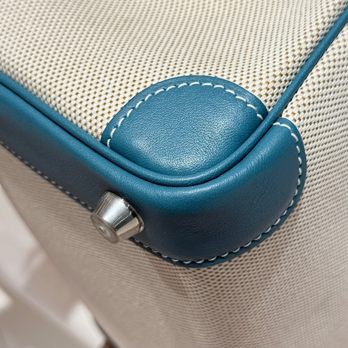 Hermès Birkin Bag 25cm Blue Swift Leather Canvas Silver Hardware