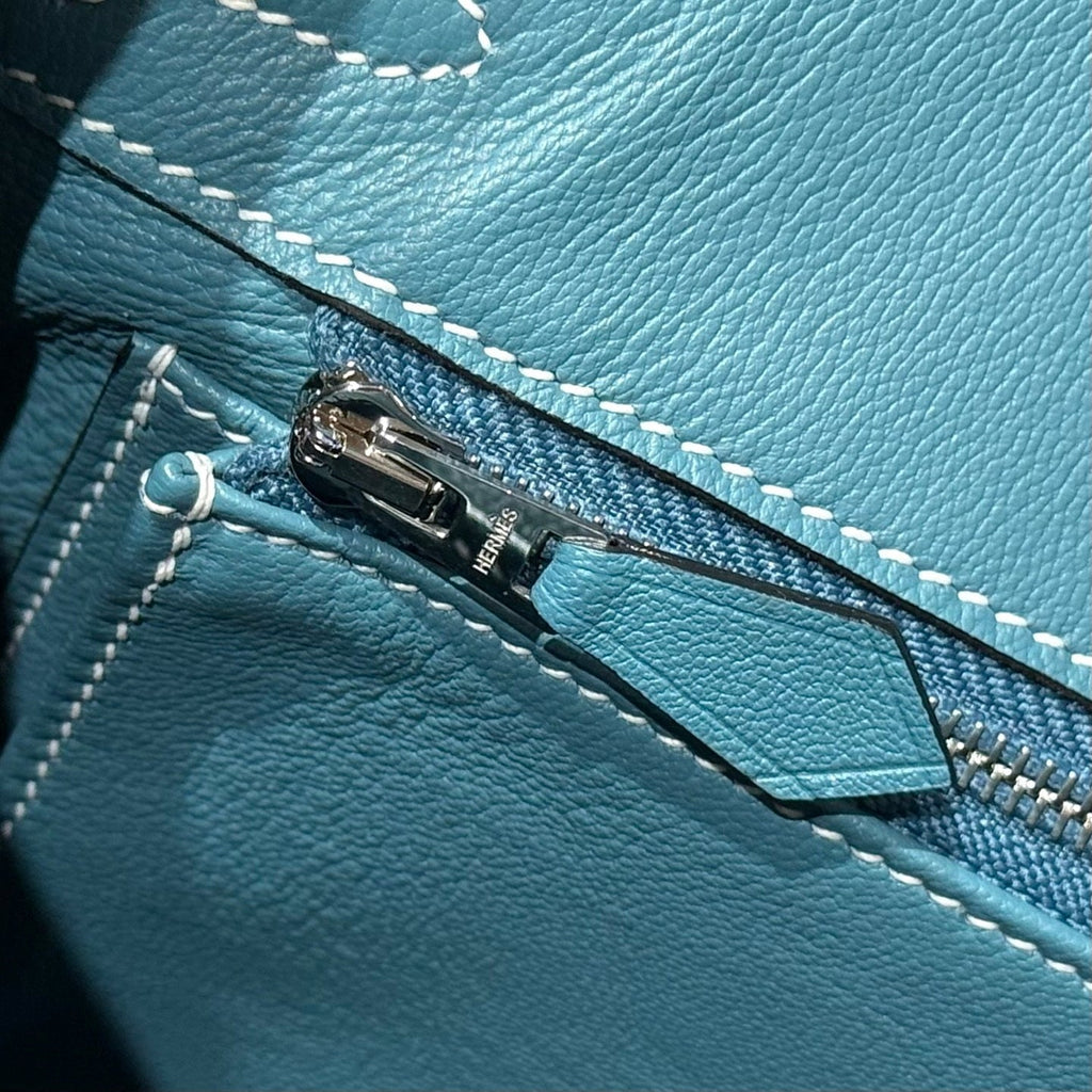 Hermès Birkin Bag 25cm Blue Swift Leather Canvas Silver Hardware