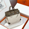 Hermès Birkin Bag 25cm Gray Swift Leather Canvas Silver Hardware
