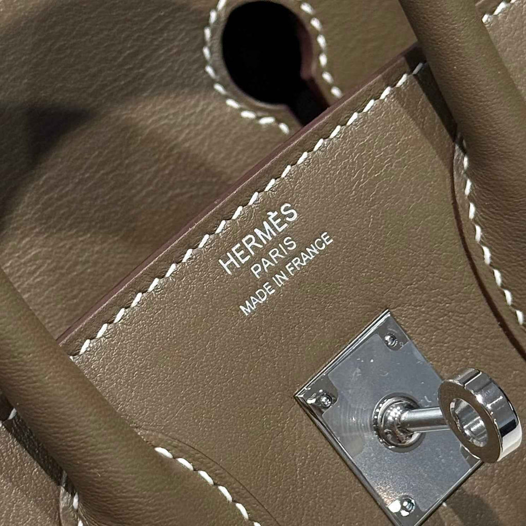 Hermès Birkin Bag 25cm Gray Swift Leather Canvas Silver Hardware