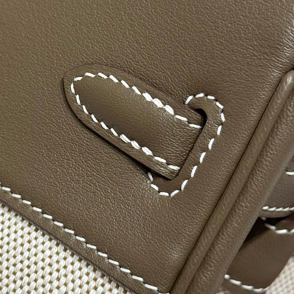 Hermès Birkin Bag 25cm Gray Swift Leather Canvas Silver Hardware