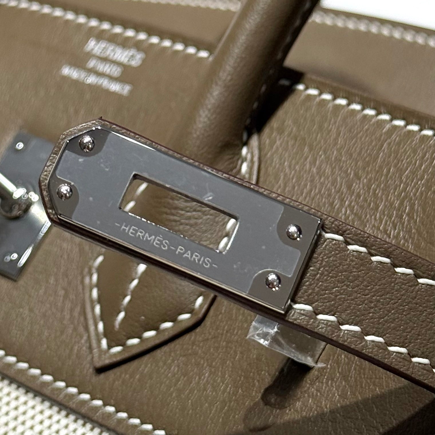 Hermès Birkin Bag 25cm Gray Swift Leather Canvas Silver Hardware