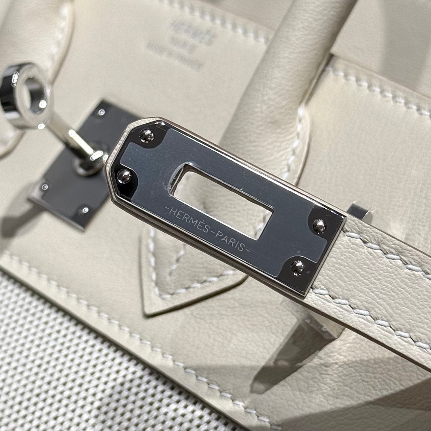 Hermès Birkin Bag 25cm White Swift Leather Canvas Silver Hardware