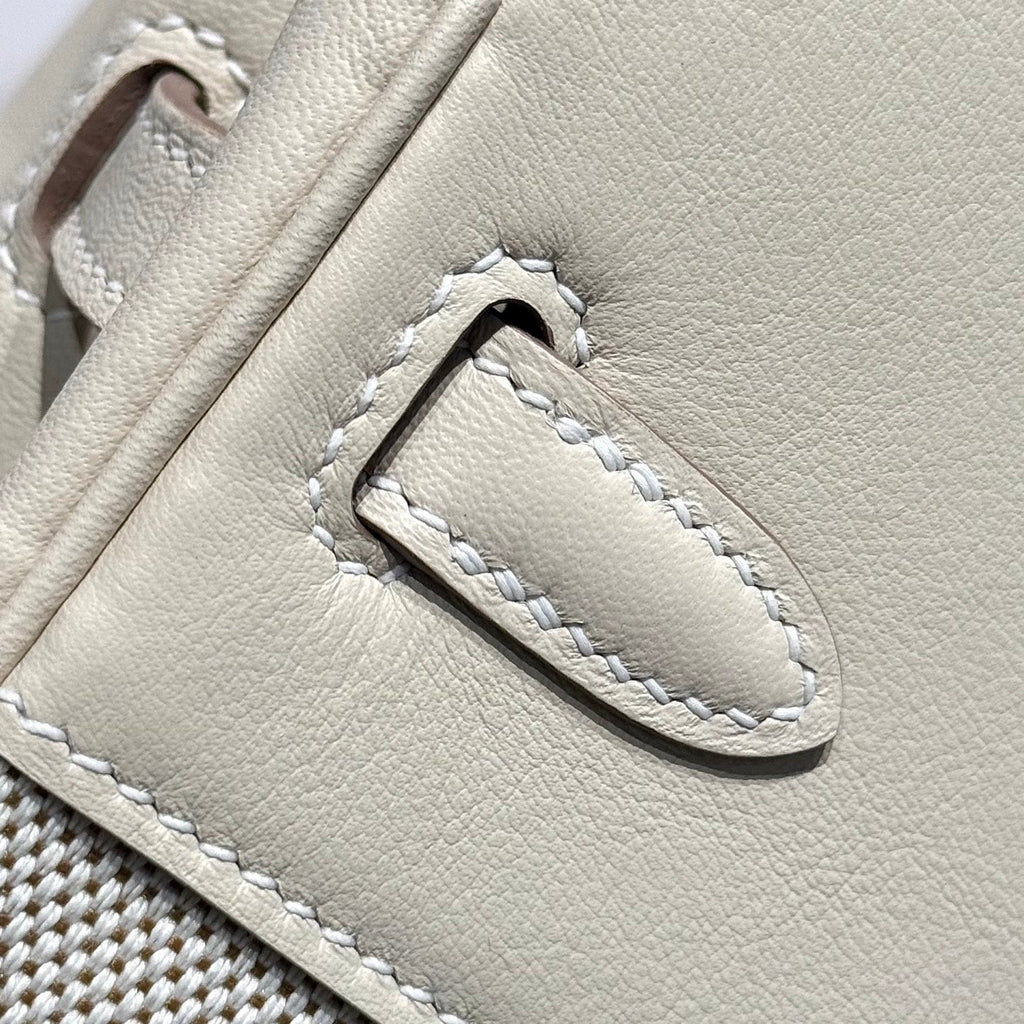 Hermès Birkin Bag 25cm White Swift Leather Canvas Silver Hardware