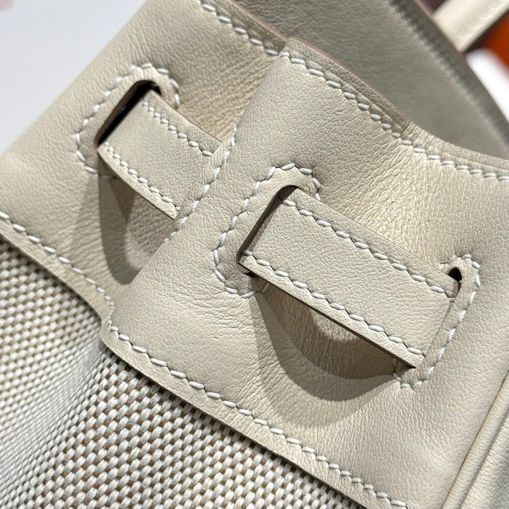Hermès Birkin Bag 25cm White Swift Leather Canvas Silver Hardware