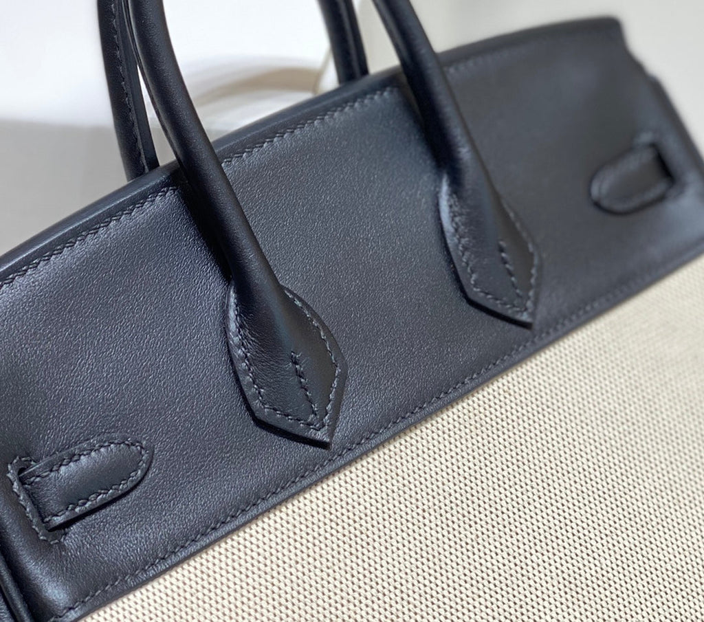 Hermès Birkin Bag 25cm Black Swift Leather Canvas Gold Hardware