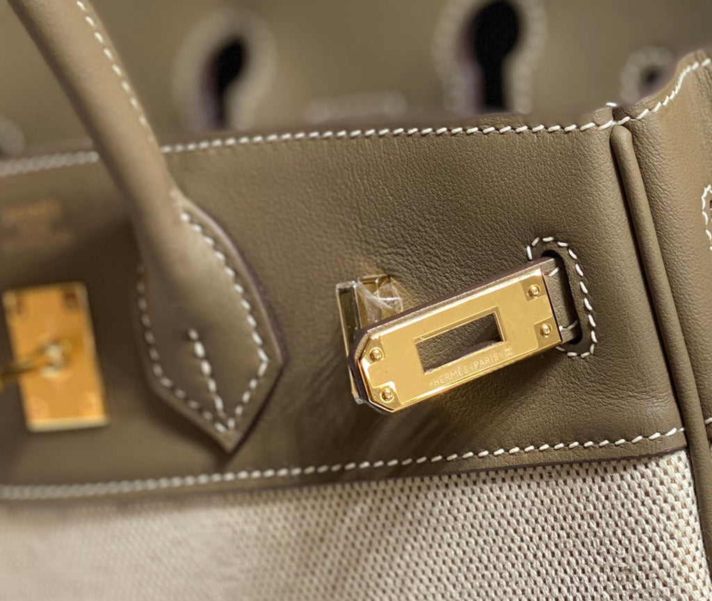 Hermès Birkin Bag 25cm Gray Swift Leather Canvas Gold Hardware
