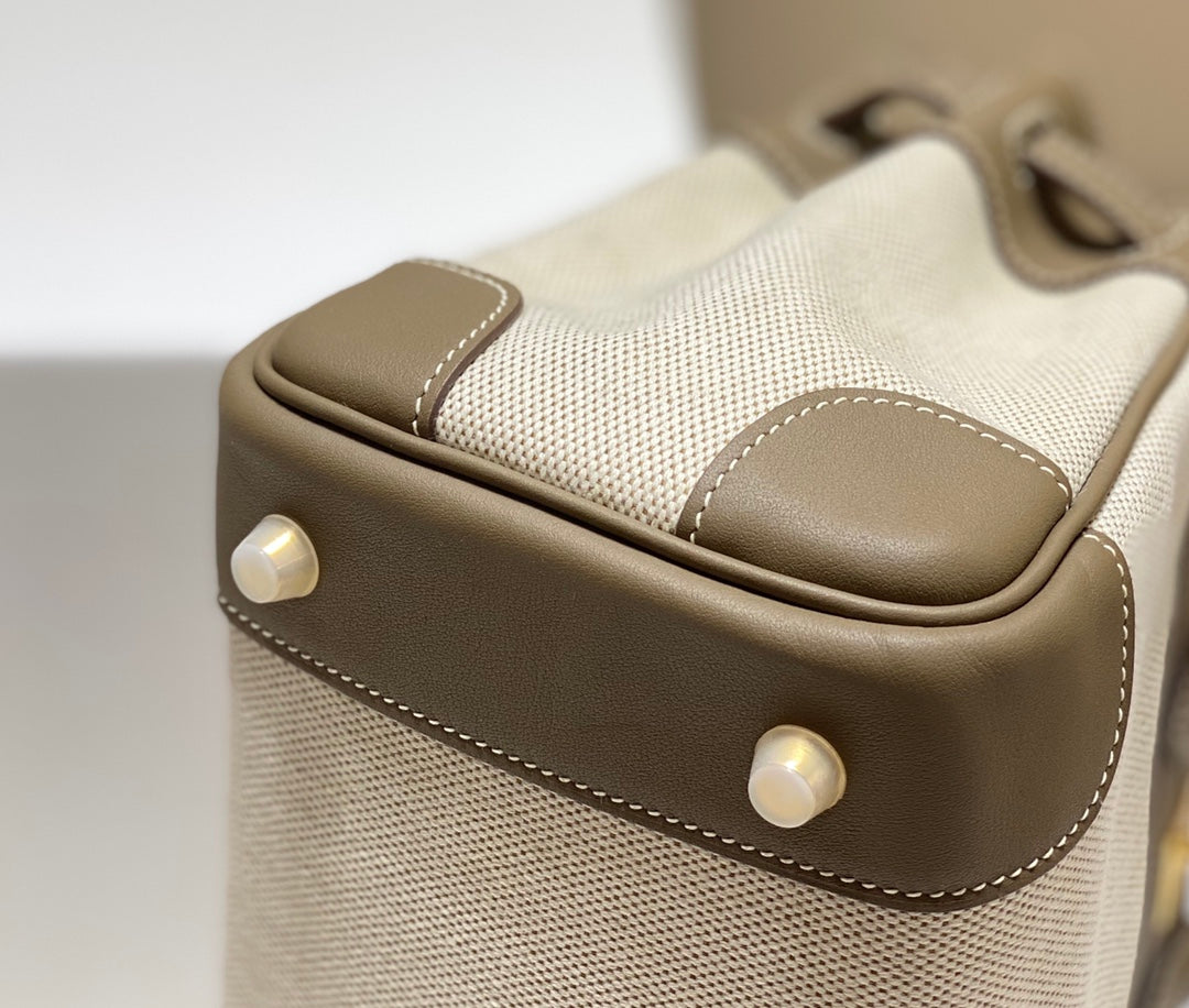 Hermès Birkin Bag 25cm Gray Swift Leather Canvas Gold Hardware