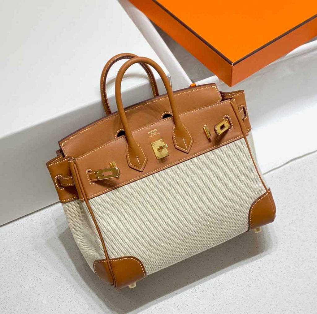 Hermès Birkin Bag 25cm Tan Swift Leather Canvas Gold Hardware