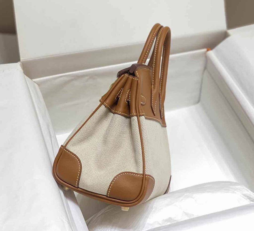 Hermès Birkin Bag 25cm Tan Swift Leather Canvas Gold Hardware