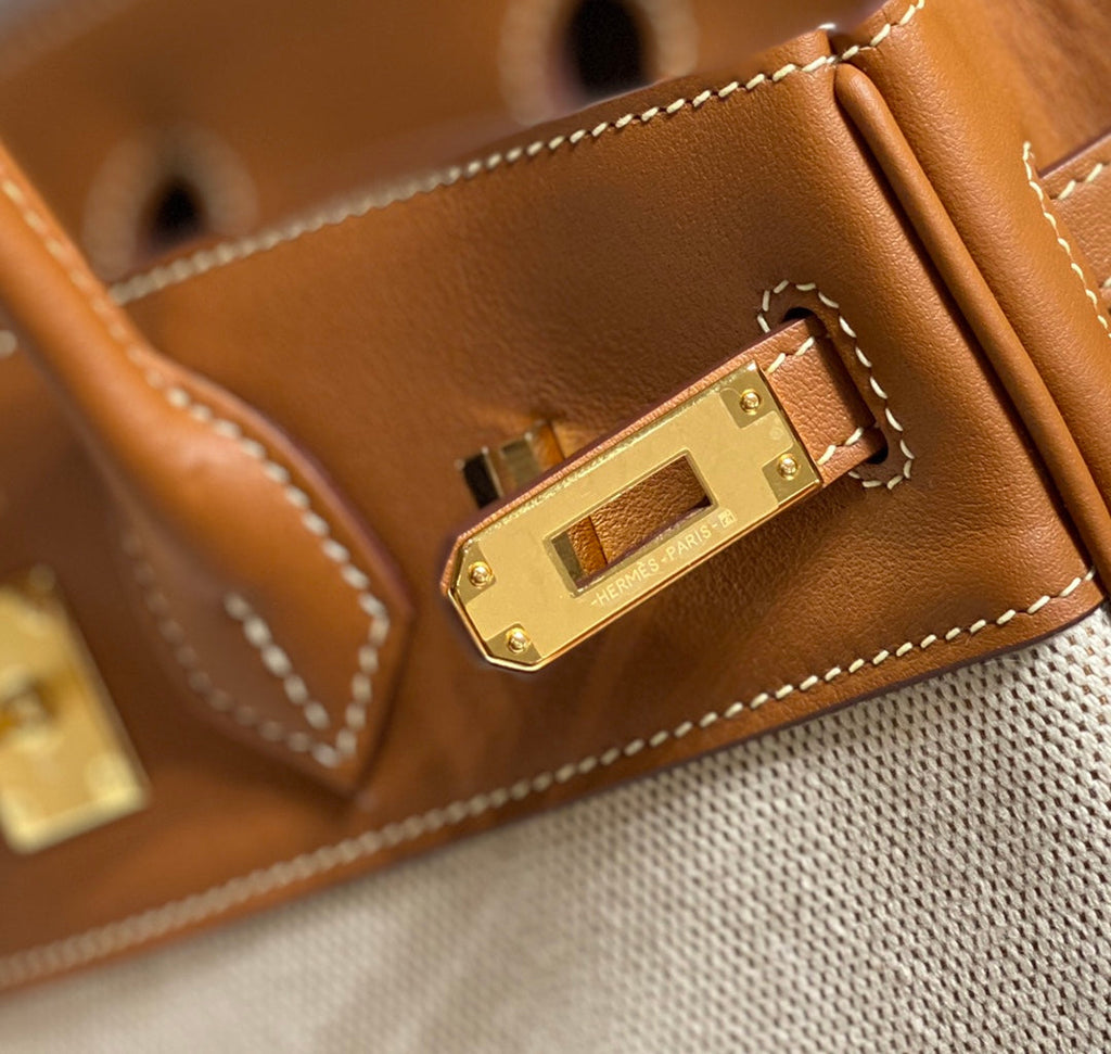 Hermès Birkin Bag 25cm Tan Swift Leather Canvas Gold Hardware