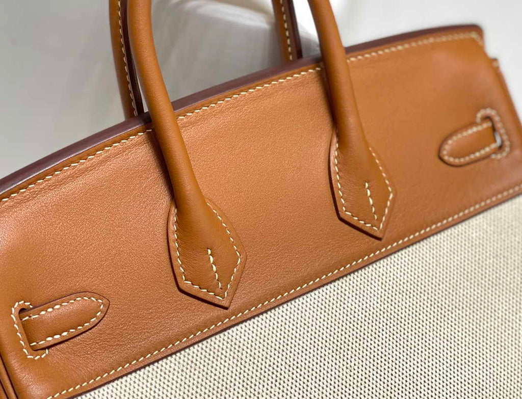 Hermès Birkin Bag 25cm Tan Swift Leather Canvas Gold Hardware