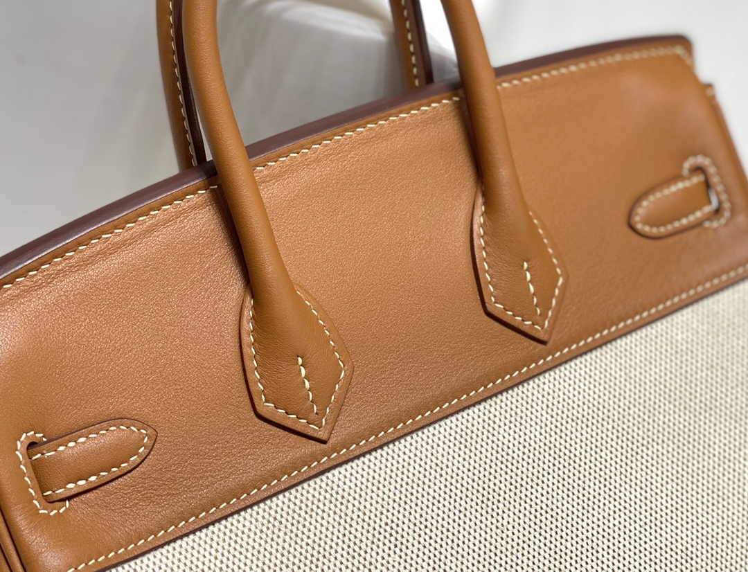 Hermès Birkin Bag 25cm Tan Swift Leather Canvas Gold Hardware