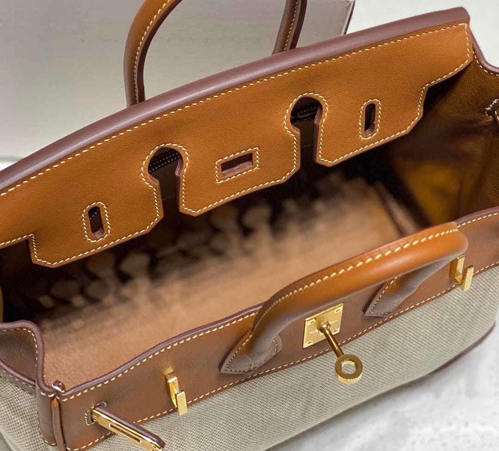 Hermès Birkin Bag 25cm Tan Swift Leather Canvas Gold Hardware