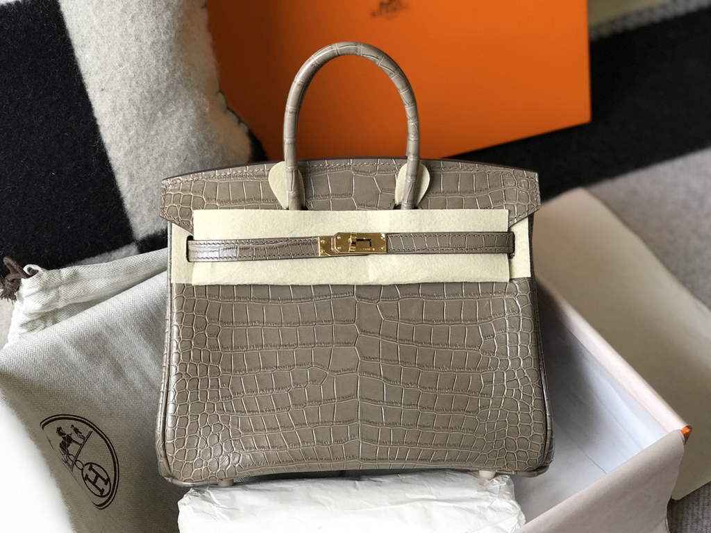 Hermès Birkin Bag 30cm Gray Crocodile Leather Gold Hardware