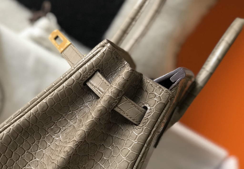 Hermès Birkin Bag 30cm Gray Crocodile Leather Gold Hardware