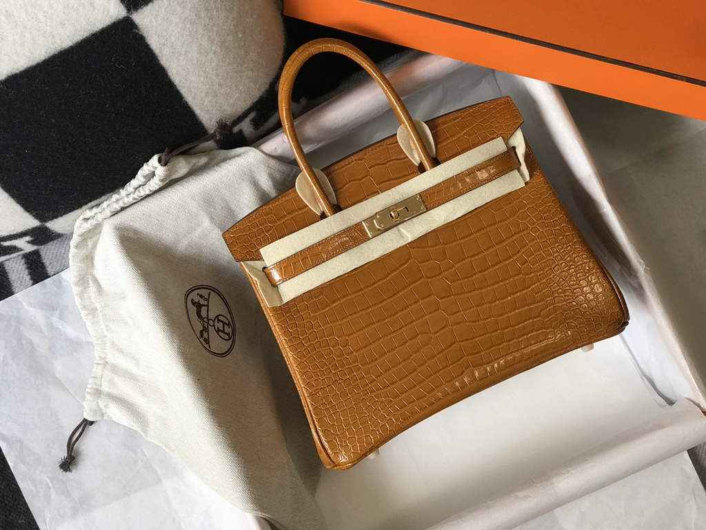 Hermès Birkin Bag 30cm Brown Crocodile Leather Gold Hardware