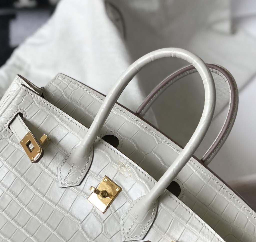 Hermès Birkin Bag 30cm White Crocodile Leather Gold Hardware