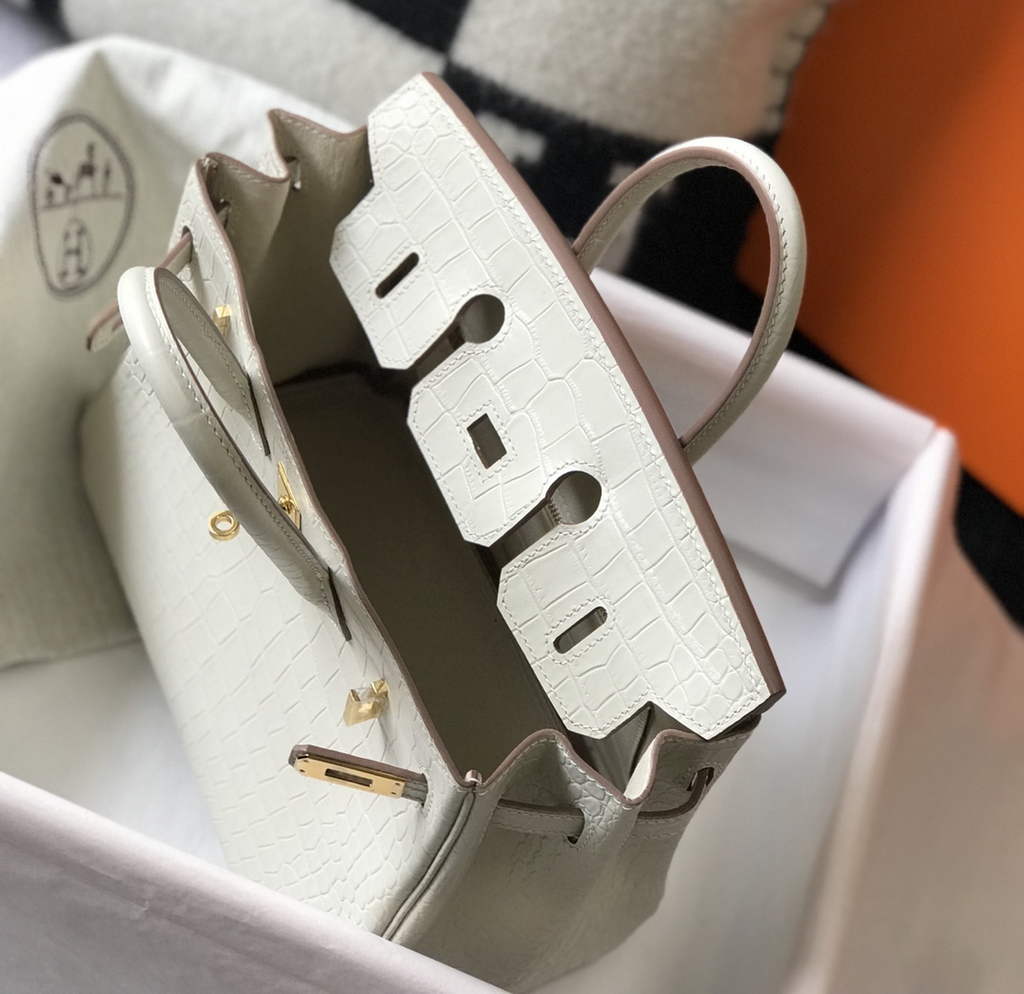 Hermès Birkin Bag 30cm White Crocodile Leather Gold Hardware