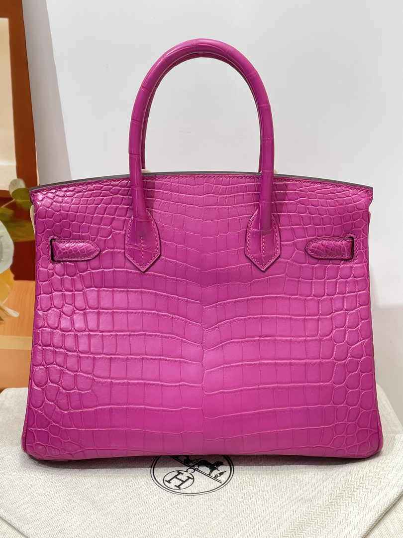 Hermès Birkin Bag 30cm Plum Crocodile Leather Gold Hardware H8883