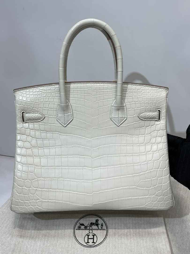 Hermès Birkin Bag 30cm White Crocodile Leather Gold Hardware H8882