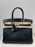 Hermès Birkin Bag 30cm Black Crocodile Leather Gold Hardware H8886
