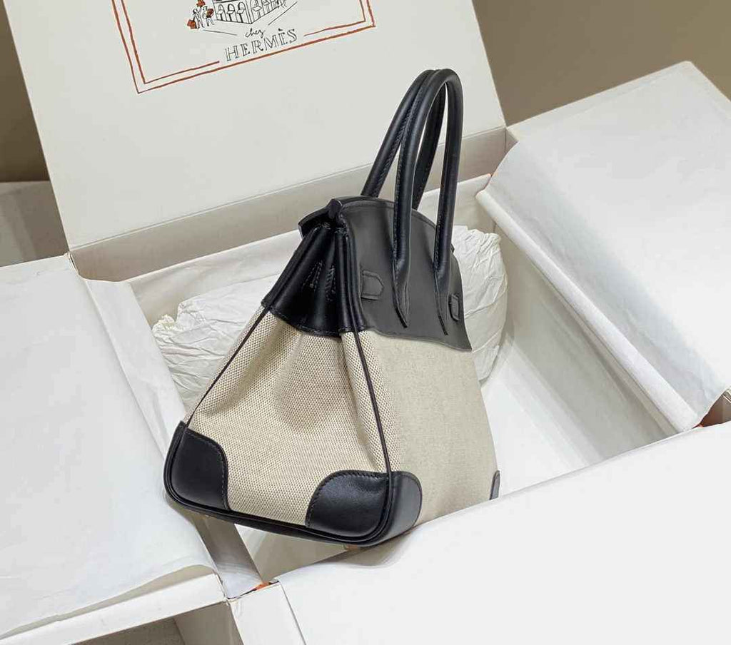 Hermès Birkin Bag 30cm Black Swift Leather Canvas Gold Hardware