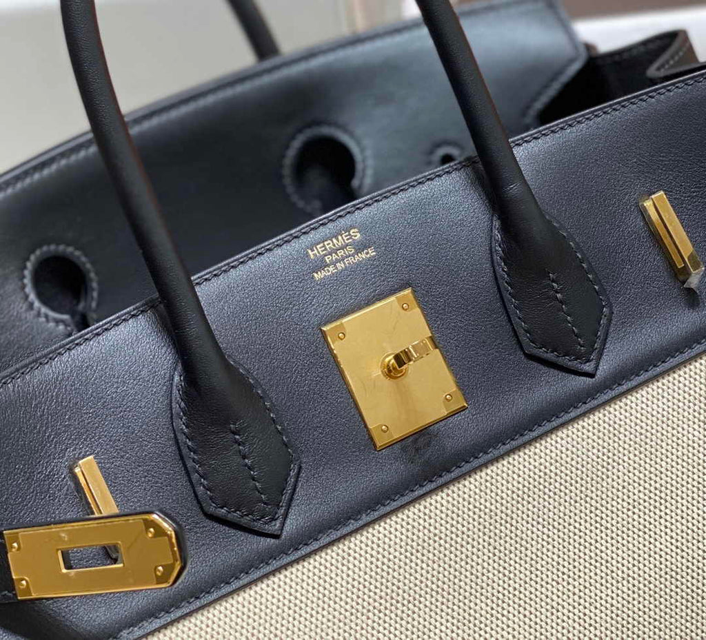 Hermès Birkin Bag 30cm Black Swift Leather Canvas Gold Hardware