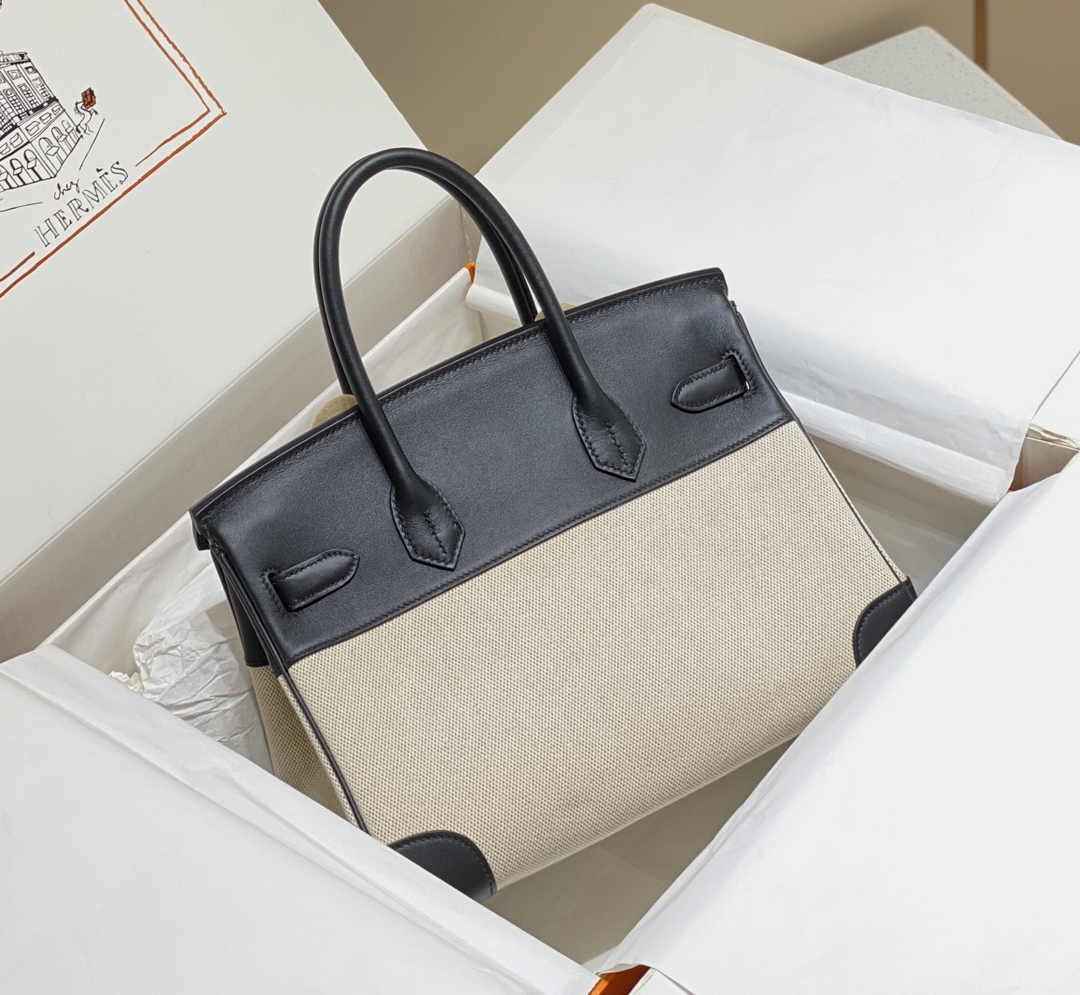 Hermès Birkin Bag 30cm Black Swift Leather Canvas Gold Hardware