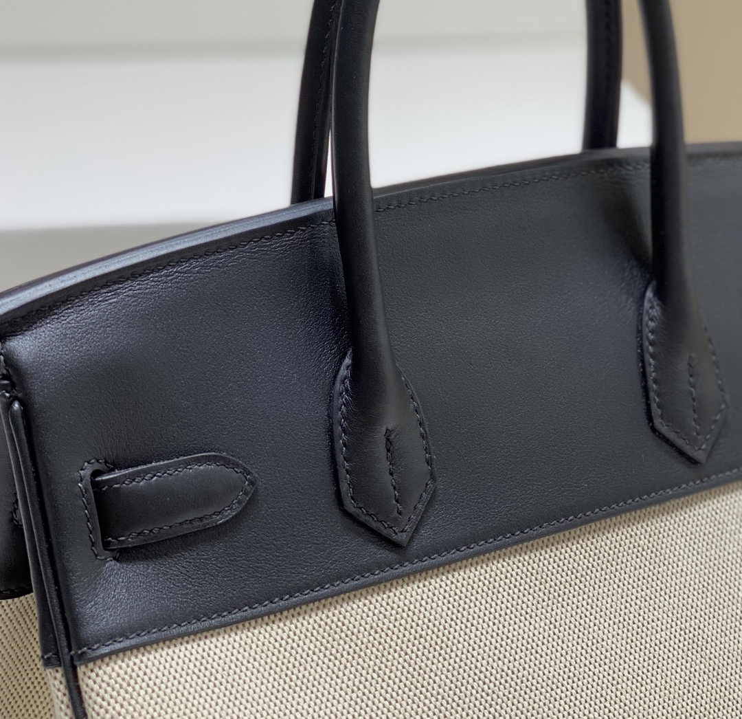 Hermès Birkin Bag 30cm Black Swift Leather Canvas Gold Hardware