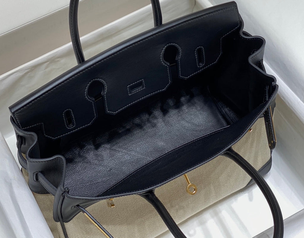 Hermès Birkin Bag 30cm Black Swift Leather Canvas Gold Hardware