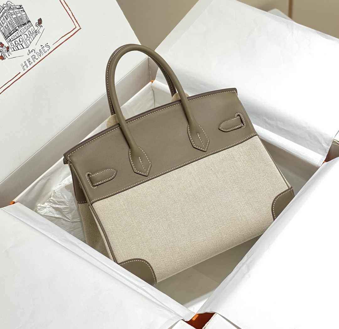 Hermès Birkin Bag 30cm Gray Swift Leather Canvas Gold Hardware