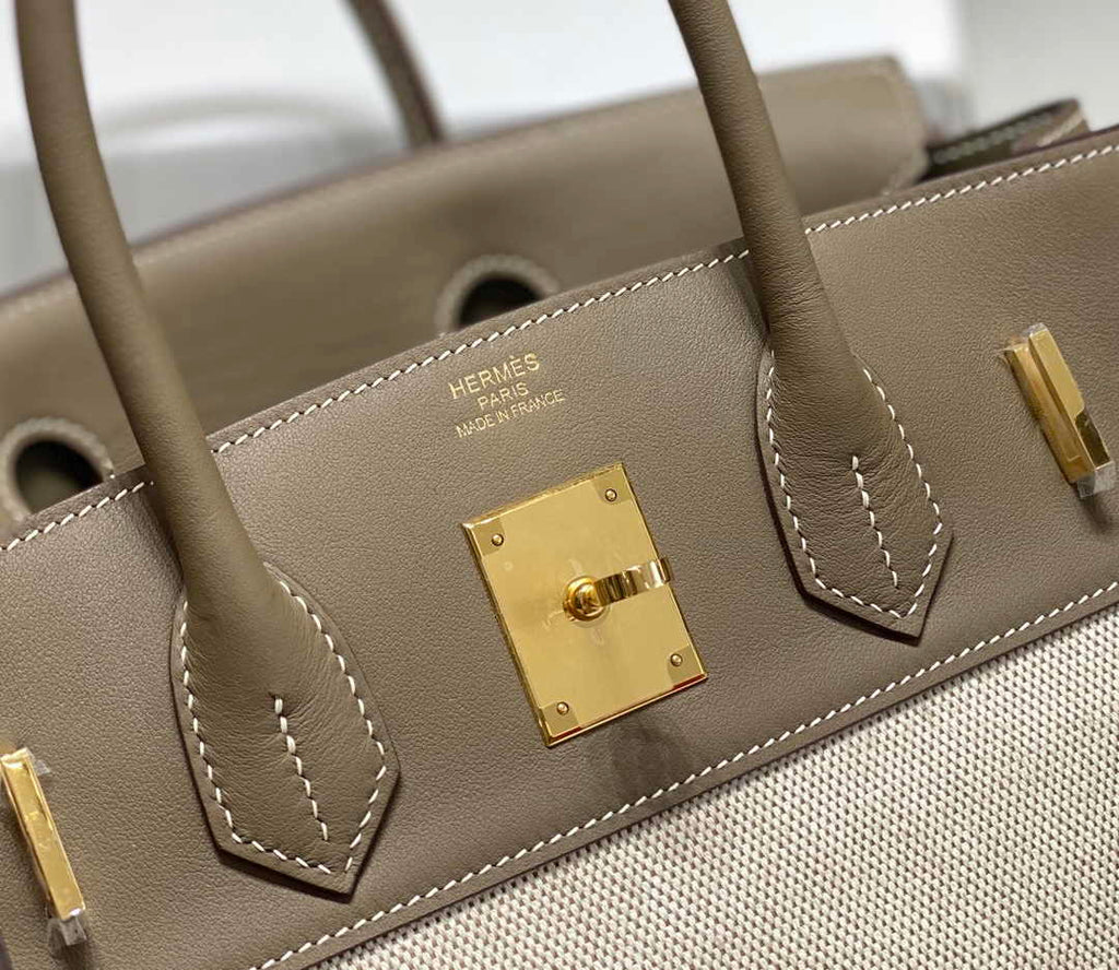 Hermès Birkin Bag 30cm Gray Swift Leather Canvas Gold Hardware