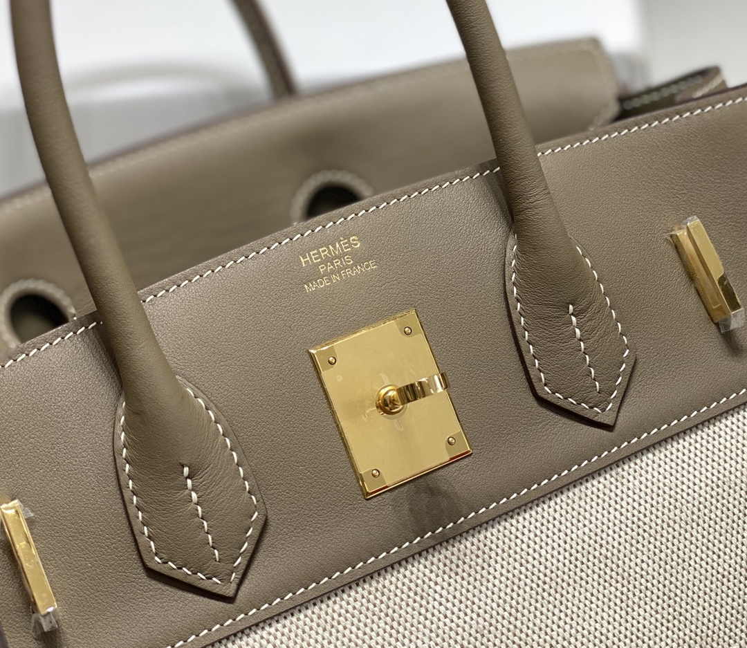 Hermès Birkin Bag 30cm Gray Swift Leather Canvas Gold Hardware