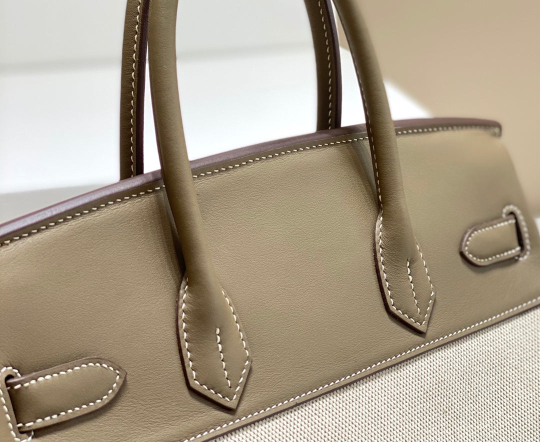 Hermès Birkin Bag 30cm Gray Swift Leather Canvas Gold Hardware