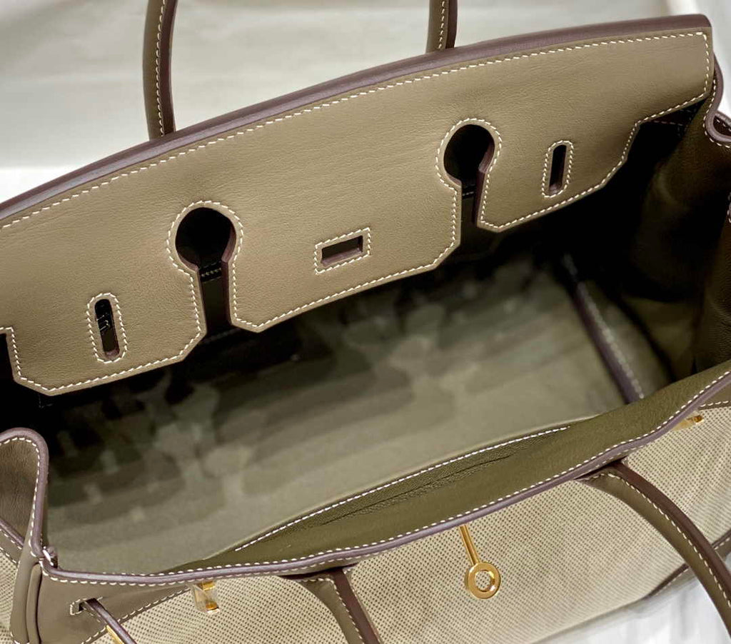 Hermès Birkin Bag 30cm Gray Swift Leather Canvas Gold Hardware