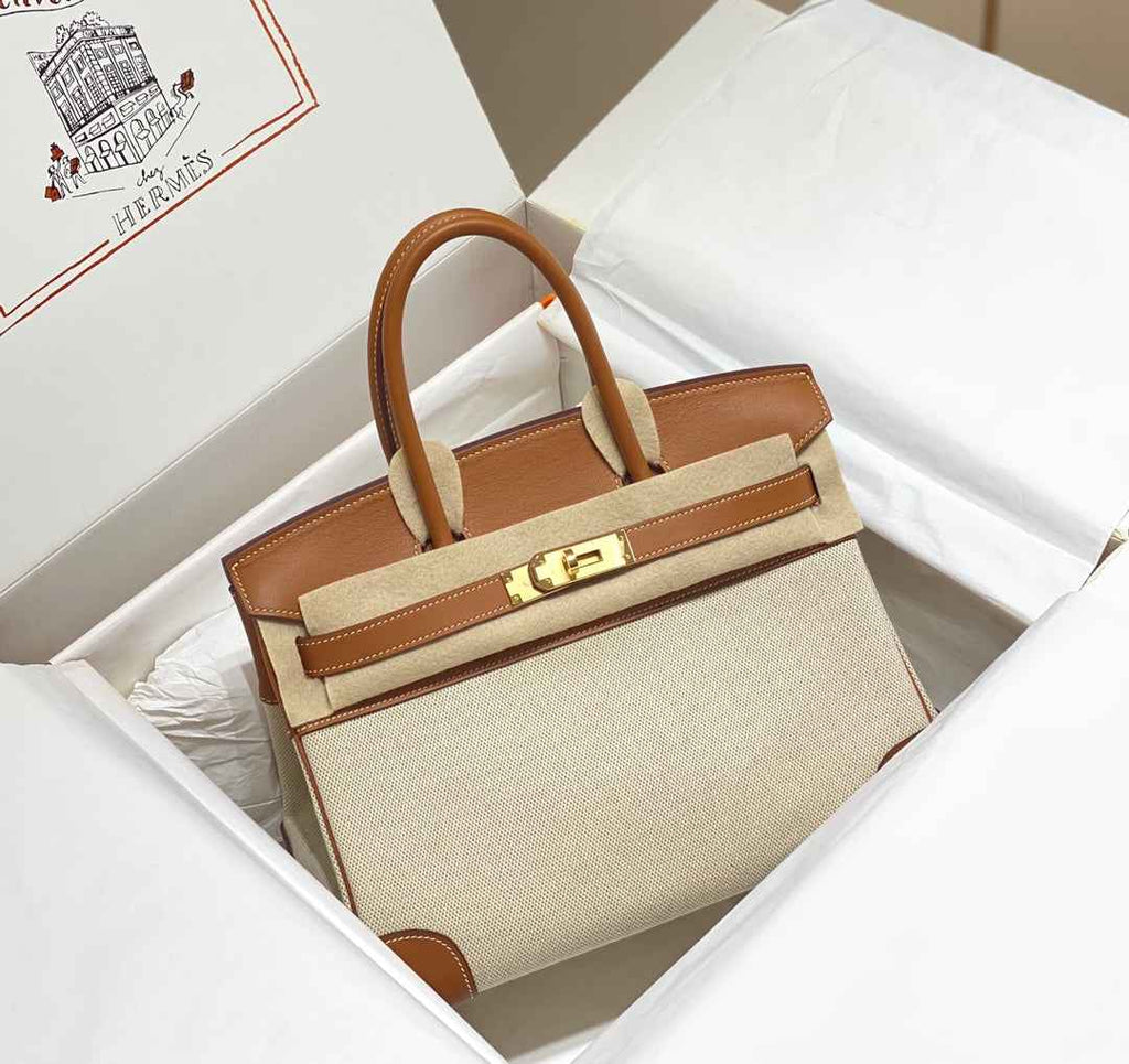 Hermès Birkin Bag 30cm Tan Swift Leather Canvas Gold Hardware