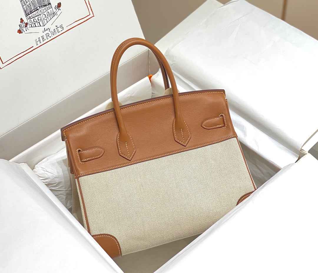 Hermès Birkin Bag 30cm Tan Swift Leather Canvas Gold Hardware