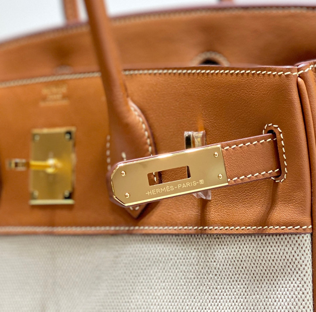 Hermès Birkin Bag 30cm Tan Swift Leather Canvas Gold Hardware