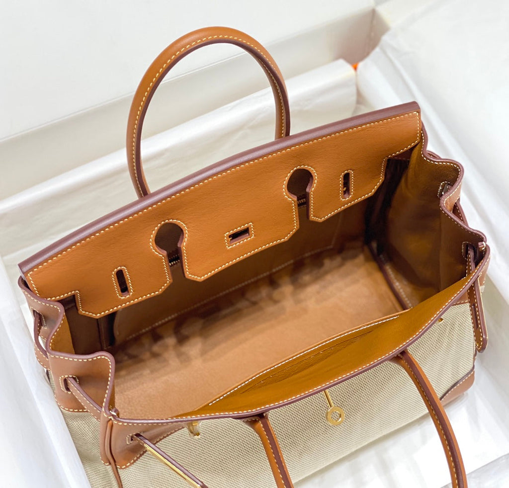Hermès Birkin Bag 30cm Tan Swift Leather Canvas Gold Hardware