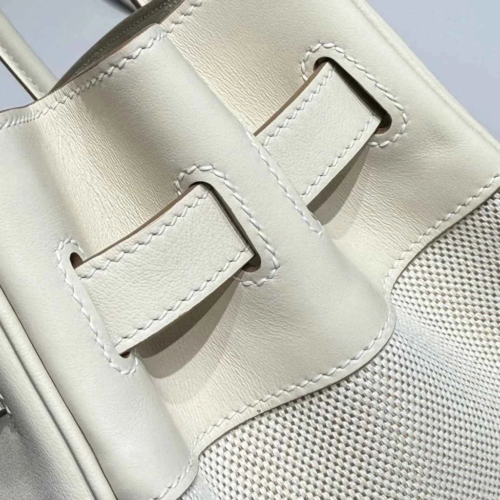 Hermès Birkin Bag 30cm White Swift Leather Canvas Silver Hardware