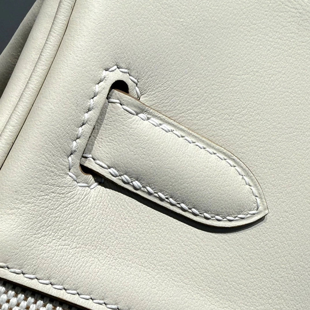 Hermès Birkin Bag 30cm White Swift Leather Canvas Silver Hardware