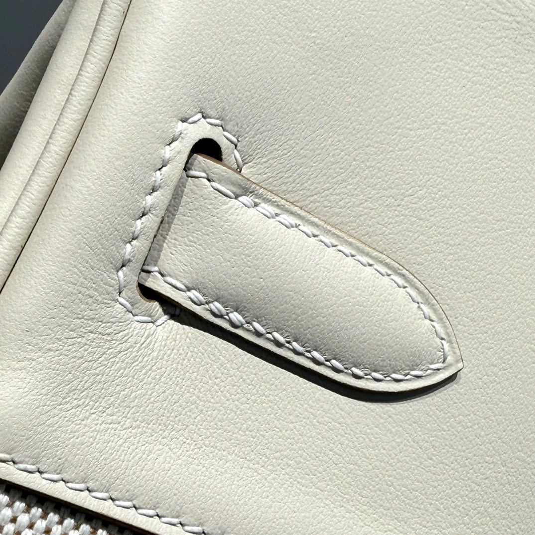 Hermès Birkin Bag 30cm White Swift Leather Canvas Silver Hardware