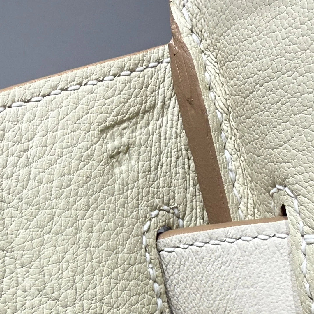 Hermès Birkin Bag 30cm White Swift Leather Canvas Silver Hardware