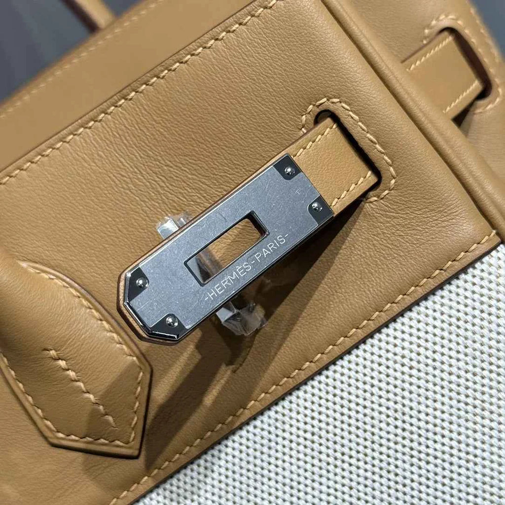 Hermès Birkin Bag 30cm Apricot Swift Leather Canvas Silver Hardware