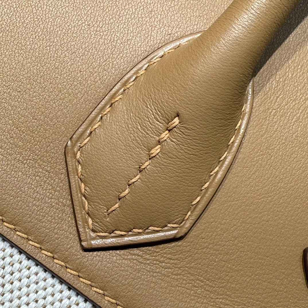 Hermès Birkin Bag 30cm Apricot Swift Leather Canvas Silver Hardware