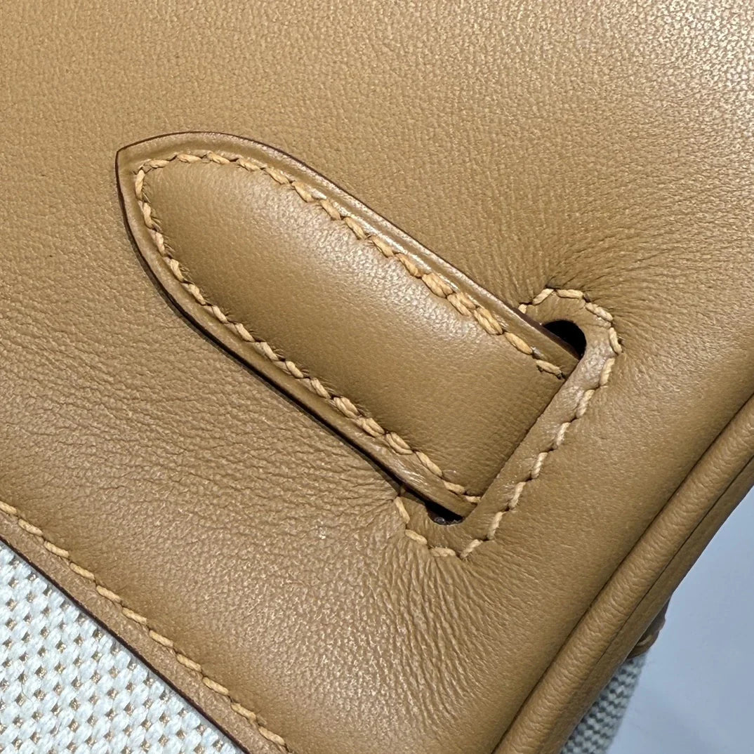 Hermès Birkin Bag 30cm Apricot Swift Leather Canvas Silver Hardware