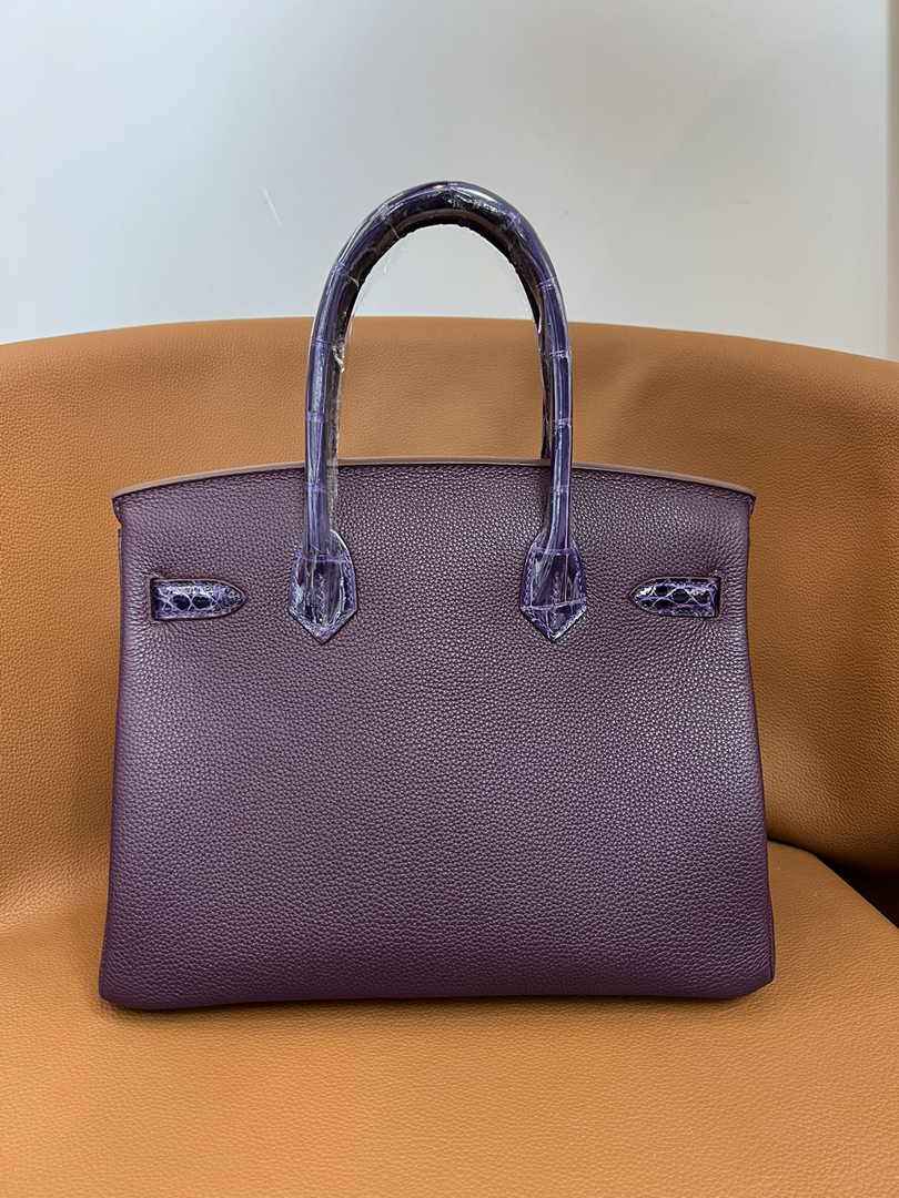 Hermès Birkin Bag Purple Crocodile Togo Gold Hardware H8604