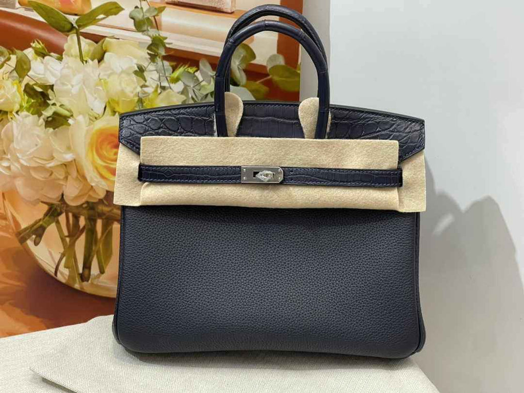 Hermès Birkin Bag Black Crocodile Togo Silver Hardware H8601